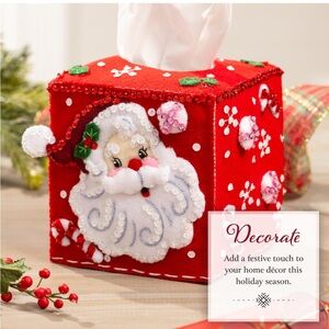 Bucilla Red Santa Tissue Box Cover